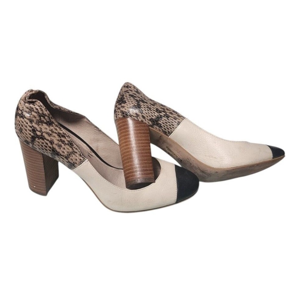Louise Et Cie Snakeskin Heel Cap Toe Pumps Jakleen Size 8.5 Leather